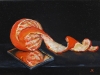 Olieverf opdracht Gepelde mandarijn, Oranje Stilleven
