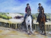 opdracht-schilderij-2-paarden-met-ruiters-strand-de-Dishoek