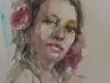 Aquarel-portret-vrouw-met-bloemen-in-haar te koop