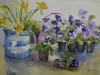 aquarel Cornish ware and violets-Joke Klootwijk