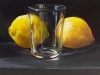 Olieverf opdracht Glas en citroenen Geel stilleven