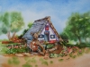 Opdracht aquarel Knuffels en huisje
