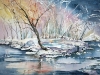 Aquarel in opdracht sneeuwlandschap