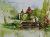 Aquarel plein air, zicht op Buitenplaats Griffioen