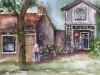 aquarel-Pleinair-Biggekerke-Kerkplein  Winkel de Werkplek (Verkocht)