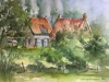 aquarel-plein-air-Mijnsherenstraat-Veere te koop