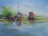 aquarel boten op het droge