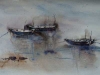 Aquarel roeiboten in aquarel